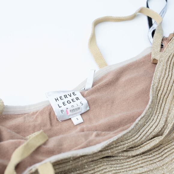 Hervé Léger Gold Metallic Bandage Gown - Picture 7 of 11